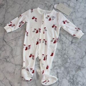 NWT PETIT LEM UNISEX STOCKING PRINT KNIT FOOTIE NB